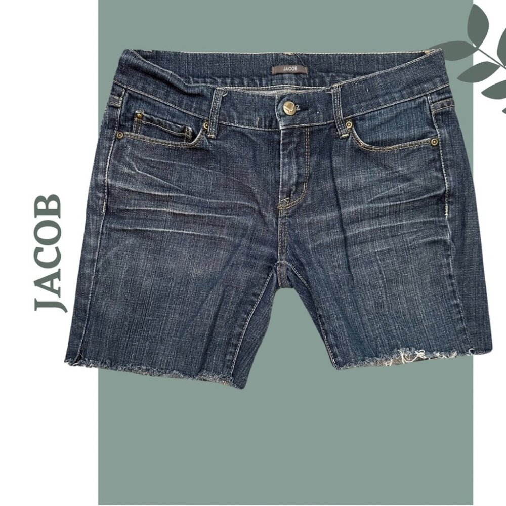 Jacob Women's Denim Cut Off. Shorts - Blue Whiskering Detail Size 28